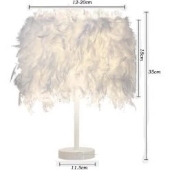 AXHUP Lampe De Table En Plumes Blanc Lampes De Chevet Abat-jour + Câbles -Lampe Soldes Boutique 10355981 4