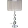 Relaxdays Lampe De Chevet Abat-jour Tissu Voile Boules Verre Cristal Lampe De Nuit HxlxP: 53x29,5x29,5 Cm, Claire/argent