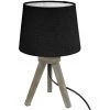 Atmosphera - Lampe En Bois Brossé Et Abat-jour Noir H 31 Cm - Noir