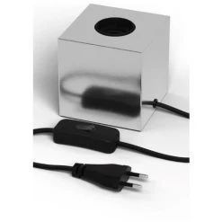 Pied De Lampe Forme Cube E27 - Couleur Nickel - Calex