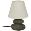 Atmosphera - Lampe à Poser En Céramique Striée Forme Galet H 30 Cm - Gris