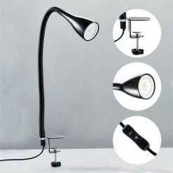 B.K.LICHT Lampe De Table à Pince LED Dimmable Lampe De Lecture Flexible Lampe De Chevet Noire 5W -Lampe Soldes Boutique 13224076 3