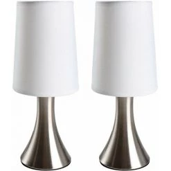 HELLOSHOP26 Lot De Deux Lampes De Chevet Tactile 3 Intensités éclairage Chambre Lampe De Table Abat-jour En Tissu Moderne Lumière De Lecture 29,5 Cm