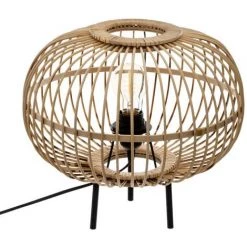 Atmosphera - Lampe à Poser En Bambou Trépied En Métal H 31 Cm - Bambou