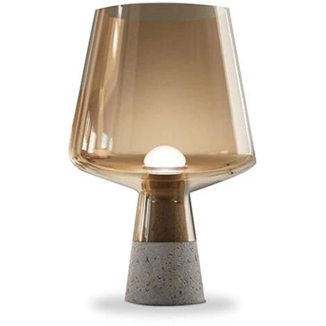 PRIVATEFLOOR Lampe En Pierre Et Verre Fumé Marron - Béton, Verre - Marron 1 PRIVATEFLOOR Lampe En Pierre Et Verre Fumé Marron - Béton, Verre - Marron