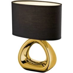 REALITY LEUCHTEN Lampe De Lecture Textile Design Lampe De Table D'écriture De Nuit En Céramique Or Noir Reality Lights R50841079