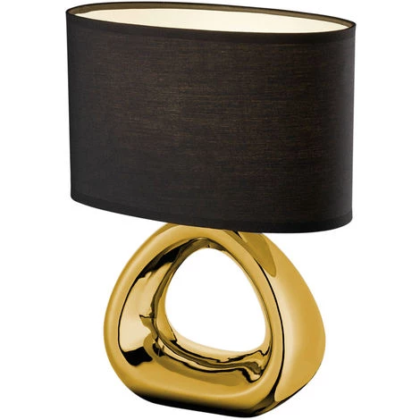 REALITY LEUCHTEN Lampe De Lecture Textile Design Lampe De Table D'écriture De Nuit En Céramique Or Noir Reality Lights R50841079 1 REALITY LEUCHTEN Lampe De Lecture Textile Design Lampe De Table D'écriture De Nuit En Céramique Or Noir Reality Lights R50841079