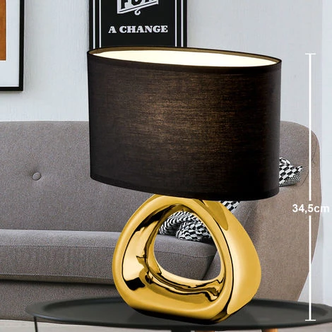 REALITY LEUCHTEN Lampe De Lecture Textile Design Lampe De Table D'écriture De Nuit En Céramique Or Noir Reality Lights R50841079 3 REALITY LEUCHTEN Lampe De Lecture Textile Design Lampe De Table D'écriture De Nuit En Céramique Or Noir Reality Lights R50841079 – Image 3