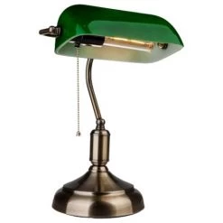 Lampe De Banquier Verte En Verre V-tac VT-7151 - Lampe De Bureau Retro Vintage - Lampe De Notaire - E27