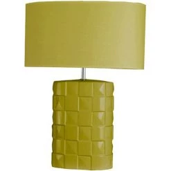 AUTRE Lampe Verte à Poser En Céramique Abat-jour Tissu Vert Ampoule LED