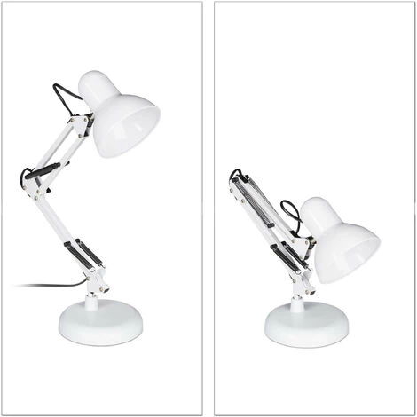 Relaxdays Lampe Bureau Retro, Bras Articulé Flexible,Veilleuse Lecture Bureau, Métal, E27, HlP: 50x27x15 Cm,blanche 2 Relaxdays Lampe Bureau Retro, Bras Articulé Flexible,Veilleuse Lecture Bureau, Métal, E27, HlP: 50x27x15 Cm,blanche – Image 2