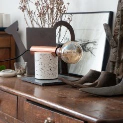 XANLITE - Lampe à Poser ÉCLIPSE En Terrazzo & Métal Cuivré, Culot E27 - XDLAPECLIPTRZO -Lampe Soldes Boutique 18356025 3