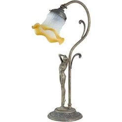 BISCOTTINI Lampe De Table Style Art Nouveau En Fonte De Laiton Vieilli L25XPR12XH45 Cm Made In Italy