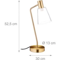 Relaxdays Lampe De Bureau, Lampadaire De Table Réglable, Abat-jour En Verre, Fer, E27, 40 W;HlP: 52,5 X 13 X 30 Cm,dorée 9 Relaxdays Lampe De Bureau, Lampadaire De Table Réglable, Abat-jour En Verre, Fer, E27, 40 W;HlP: 52,5 X 13 X 30 Cm,dorée -Lampe Soldes Boutique 19169103 5