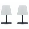 LUMISKY Lot De 2 Lampe De Table Sans Fil Pied En Acier Gris LED Blanc Chaud/blanc Dimmable STANDY MINI Rock H25cm