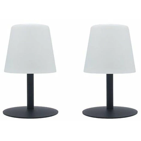 LUMISKY Lot De 2 Lampe De Table Sans Fil Pied En Acier Gris LED Blanc Chaud/blanc Dimmable STANDY MINI Rock H25cm 1 LUMISKY Lot De 2 Lampe De Table Sans Fil Pied En Acier Gris LED Blanc Chaud/blanc Dimmable STANDY MINI Rock H25cm
