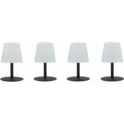 LUMISKY Lot De 4 Lampe De Table Sans Fil Pied En Acier Gris LED Blanc Chaud/blanc Dimmable STANDY MINI Rock H25cm