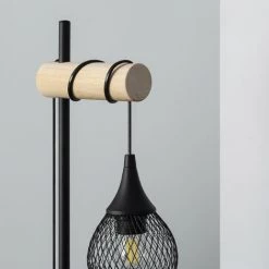 LEDKIA Lampe à Poser Métal Et Bois Monah ILUZZIA Noir - Noir -Lampe Soldes Boutique 22779537 5