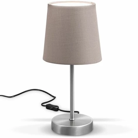 B.K.Licht Lampe De Table Design Moderne, Tissu Taupe, Pied Métal Nickel Mat, Pour Ampoule LED E14, IP20 2 B.K.Licht Lampe De Table Design Moderne, Tissu Taupe, Pied Métal Nickel Mat, Pour Ampoule LED E14, IP20 – Image 2