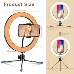 DEVENIRRICHE Anneau Lumineux à LED De 6 "avec Trépied Pour Vidéo Et Maquillage YouTube, Mini-éclairage De Caméra LED Avec Support Pour Téléphone Portable Lampe à LED De Bureau Avec 3 Modes D'éclairage Et 10 Niveaux De Luminosité (6") -Lampe Soldes Boutique 24127533 3