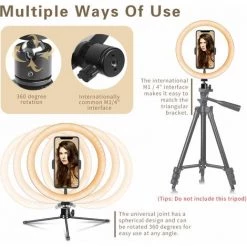 DEVENIRRICHE Anneau Lumineux à LED De 6 "avec Trépied Pour Vidéo Et Maquillage YouTube, Mini-éclairage De Caméra LED Avec Support Pour Téléphone Portable Lampe à LED De Bureau Avec 3 Modes D'éclairage Et 10 Niveaux De Luminosité (6") -Lampe Soldes Boutique 24127533 4