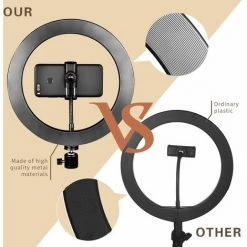 DEVENIRRICHE Anneau Lumineux à LED De 6 "avec Trépied Pour Vidéo Et Maquillage YouTube, Mini-éclairage De Caméra LED Avec Support Pour Téléphone Portable Lampe à LED De Bureau Avec 3 Modes D'éclairage Et 10 Niveaux De Luminosité (6") -Lampe Soldes Boutique 24127533 5