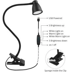 BARES Lampe De Lecture à 14 LED - 3 Niveaux De Température De Couleur, 10 Niveaux De Luminosité, Arrêt Automatique & Fonction De Mémoire, Protection Des Yeux Lampe De Lit (sans Adaptateur) [Classe énergétique A+] -Lampe Soldes Boutique 24734415 3