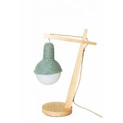 INTEMPORA Lampe à Poser De Table Bois De Hêtre Architecte Abat Jour Laine Bleu 30x18xH48CM - BOIS/BLEU ARCTIQUE