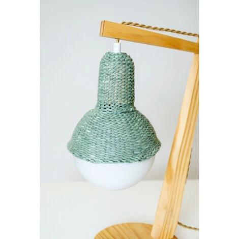 INTEMPORA Lampe à Poser De Table Bois De Hêtre Architecte Abat Jour Laine Bleu 30x18xH48CM - BOIS/BLEU ARCTIQUE 2 INTEMPORA Lampe à Poser De Table Bois De Hêtre Architecte Abat Jour Laine Bleu 30x18xH48CM - BOIS/BLEU ARCTIQUE – Image 2