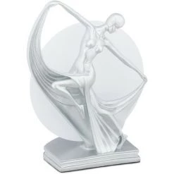 Relaxdays Lampe De Table, De Chevet, Femme Dansant, éclairage Indirect, Douille E27, Pour Salon, Argenté