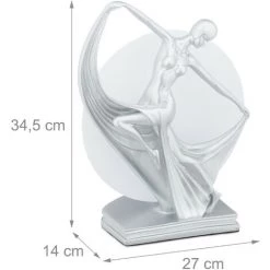 Relaxdays Lampe De Table, De Chevet, Femme Dansant, éclairage Indirect, Douille E27, Pour Salon, Argenté -Lampe Soldes Boutique 24987687 5