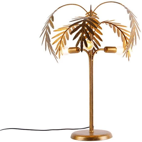 QAZQA Botanica - Lampe De Table Rustique - 3 Lumière - Ø 45 Cm - Doré/Laiton - Rustique - Éclairage Intérieur - Salon I Chambre - Doré/Laiton 1 QAZQA Botanica - Lampe De Table Rustique - 3 Lumière - Ø 45 Cm - Doré/Laiton - Rustique - Éclairage Intérieur - Salon I Chambre - Doré/Laiton