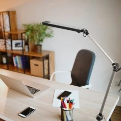 B.K.Licht Lampe De Lecture LED, Pivotante, Température De La Lumière Réglable CCT, Dimmable, Module LED 9W Intégré, Lampe De Bureau & De Chevet, Largeur Pince Jusqu'à 50mm, Noir Argent -Lampe Soldes Boutique 25126596 4