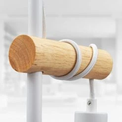 B.K.LICHT Lampe De Table, Design Rétro Industriel, Bois & Métal, éclairage Salon & Chamber, Lampe De Chevet, Douille E27, Blanche -Lampe Soldes Boutique 25966355 3