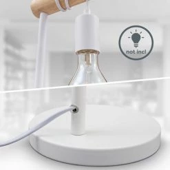 B.K.LICHT Lampe De Table, Design Rétro Industriel, Bois & Métal, éclairage Salon & Chamber, Lampe De Chevet, Douille E27, Blanche -Lampe Soldes Boutique 25966355 5