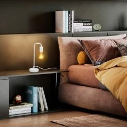 B.K.LICHT Lampe De Table Rétro, Lampe De Lecture Courbé, Métal Blanc Mat, Douille E27, Câble Avec Interrupteur, Lampe De Chevet Vintage 8 B.K.LICHT Lampe De Table Rétro, Lampe De Lecture Courbé, Métal Blanc Mat, Douille E27, Câble Avec Interrupteur, Lampe De Chevet Vintage -Lampe Soldes Boutique 25966356 4