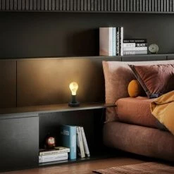 B.K.LICHT Lampe à Poser Rétro Lampe De Lecture Métal Noir Mat Douille E27 Câble Avec Interrupteur Lampe De Chevet Vintage Ø10cm -Lampe Soldes Boutique 25966801 3