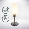 B.K.Licht Lampe De Table, Dimmable Sur 3 Niveaux Par Variateur Tactile, Douille E27 Pour Ampoule De 25W Max, Lampe De Chevet En Verre, Blanche