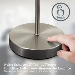 B.K.Licht Lampe De Table, Dimmable Sur 3 Niveaux Par Variateur Tactile, Douille E27 Pour Ampoule De 25W Max, Lampe De Chevet En Verre, Blanche -Lampe Soldes Boutique 25966807 3