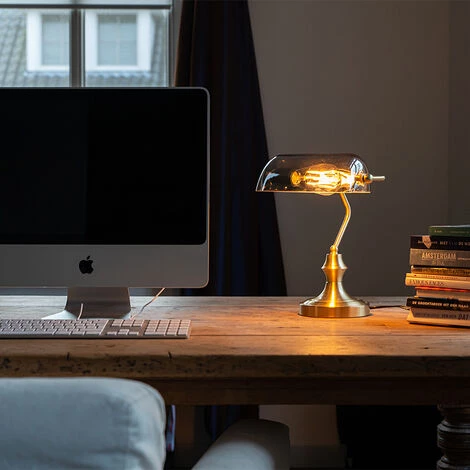 QAZQA Banker - Lampe De Notaire Classique/Antique - 1 Lumière - L 265 Mm - Doré/Laiton - Classique/Antique - Éclairage Intérieur - Salon I Chambre - Doré/Laiton 2 QAZQA Banker - Lampe De Notaire Classique/Antique - 1 Lumière - L 265 Mm - Doré/Laiton - Classique/Antique - Éclairage Intérieur - Salon I Chambre - Doré/Laiton – Image 2