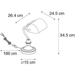QAZQA Banker - Lampe De Notaire Classique/Antique - 1 Lumière - L 265 Mm - Doré/Laiton - Classique/Antique - Éclairage Intérieur - Salon I Chambre - Doré/Laiton 8 QAZQA Banker - Lampe De Notaire Classique/Antique - 1 Lumière - L 265 Mm - Doré/Laiton - Classique/Antique - Éclairage Intérieur - Salon I Chambre - Doré/Laiton -Lampe Soldes Boutique 26125733 4