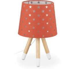 Relaxdays Lampe De Chevet Enfants, Veilleuse Pour Garçons Et Filles, E14, étoiles, HD 39x25 Cm, Rouge