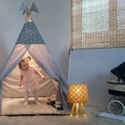 Relaxdays Lampe De Chevet Enfants, Veilleuse Pour Garçons Et Filles, E14, étoiles, HD 39x25 Cm, Rouge -Lampe Soldes Boutique 26751676 4