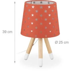 Relaxdays Lampe De Chevet Enfants, Veilleuse Pour Garçons Et Filles, E14, étoiles, HD 39x25 Cm, Rouge -Lampe Soldes Boutique 26751676 5