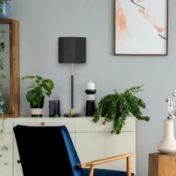 Relaxdays Lampe De Table Avec Interrupteur à Tirette, élégant Abat-jour De Nuit; Douille E27, HxD 69 X 24 Cm; Noir /doré -Lampe Soldes Boutique 26751689 3