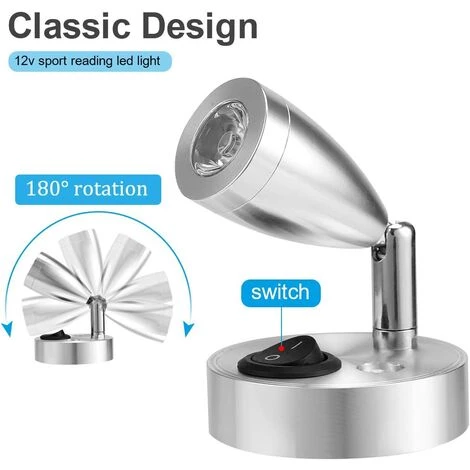 LANGRAY 12V LED Spot Lampe De Lecture Interrupteur Réglable Lumière Chaude Pour Camping Car Van Bateau Led Lumière Intérieure (2 PCS) 2 LANGRAY 12V LED Spot Lampe De Lecture Interrupteur Réglable Lumière Chaude Pour Camping Car Van Bateau Led Lumière Intérieure (2 PCS) – Image 2