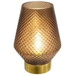 Atmosphera - Lampe LED En Verre Base Or H 17 Cm - Marron