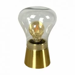 MEUBLETMOI Lampe Tactile à Poser En Laiton Brossé Doré Et Verre - TOUCH 6159 - Doré