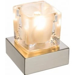 ETC-SHOP Lampe De Chevet Touch Lamp Lampe De Chevet Claire Moderne, Métal Argenté Verre Satiné, 1x LED 3W 210Lm 3000K, HxLxP 10,5x9x9 Cm