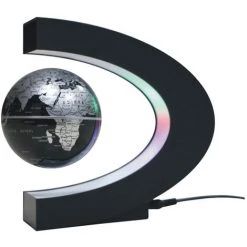 HAPPYSHOPPING Carte Du Monde Globe Alevitation Magnetique En Forme De C De 3 "avec Lumieres LED Couleur